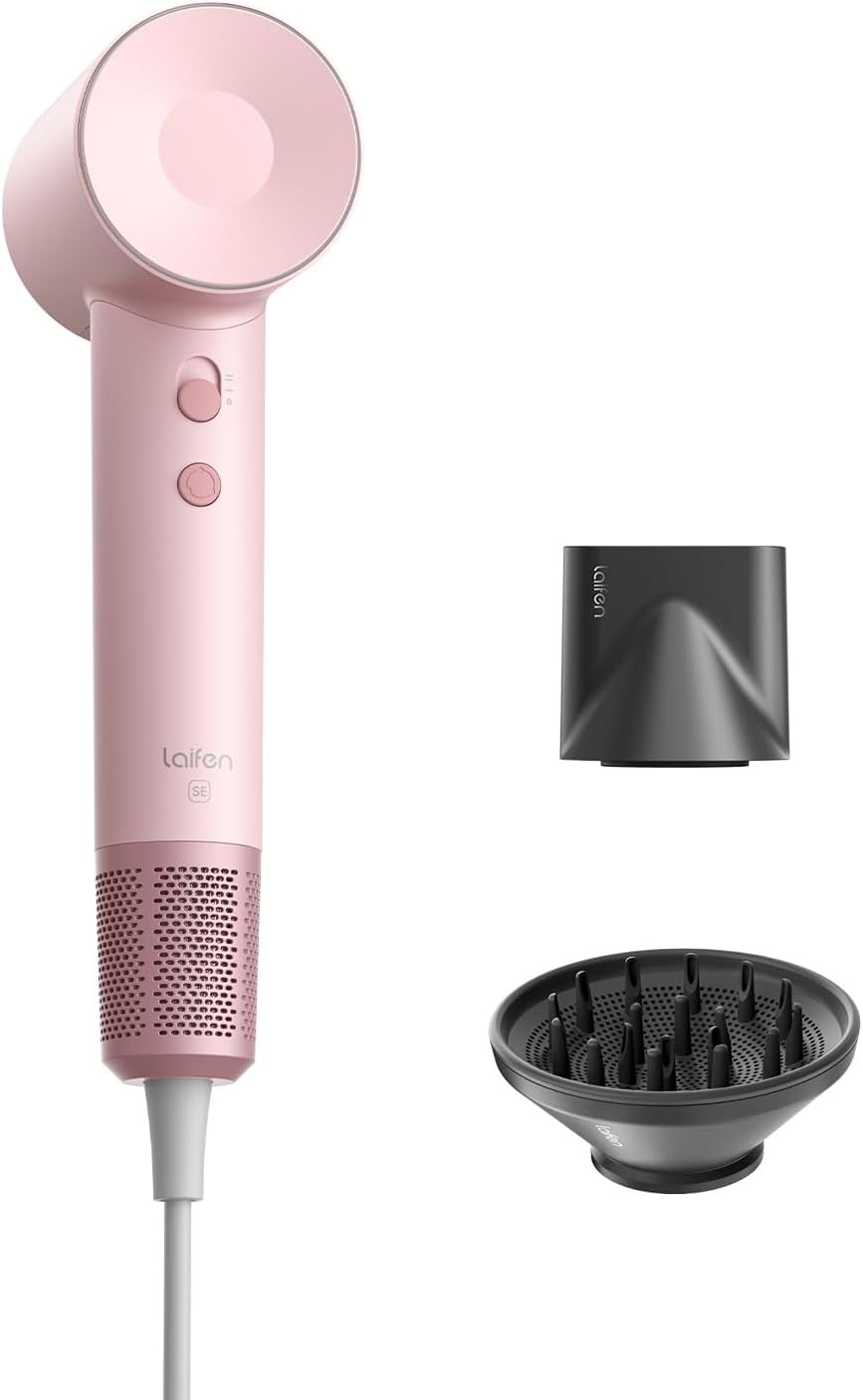 Laifen Hair Dryer SE, 200 Million Negative Ionic Blow Dryer with 105,000 RPM Brushless Motor 1500W Powerful Fast Drying High-Speed Low Noise Hairdryer with Magnetic Attachments