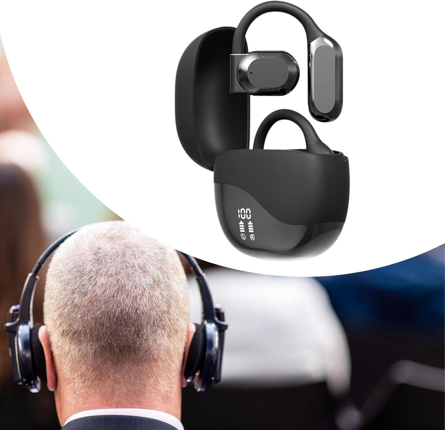 Language Translating Earbuds Lightweight Long Use Time Intelligent Headphone Black