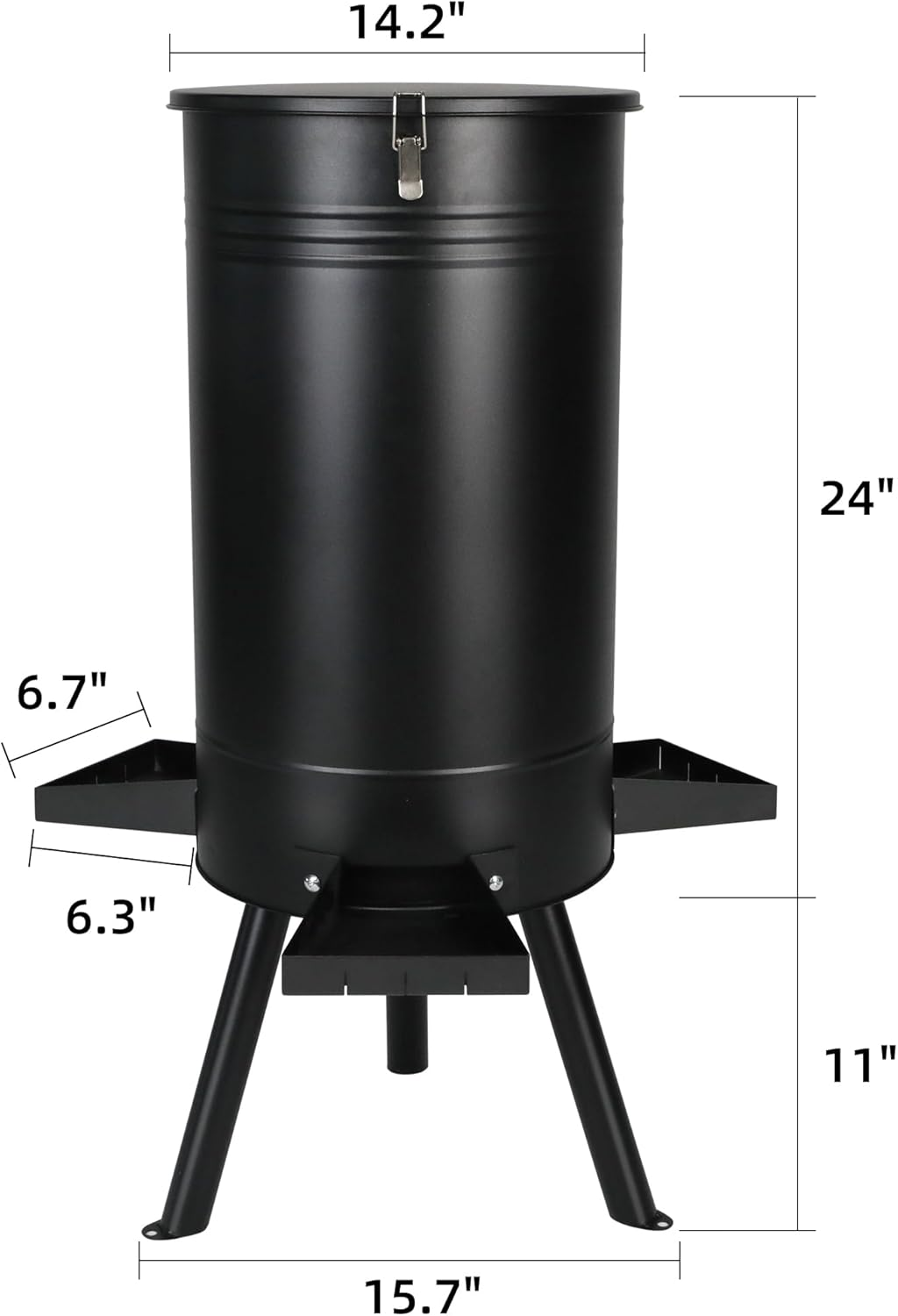 5.2KG Large Free Standing Deer Feeding Barrel, Heavy Duty Metal Hunting Game Feeder, Portable Gravity Deer Feeder Automatic Dispenser, Weather-Proof image number 5