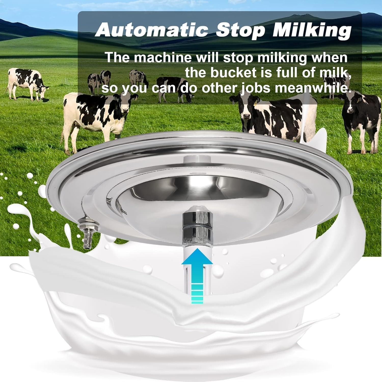 Electric Milking Machine for Cow 3L Portable Pulsation Adjustable Vacuum Pressure Pump Milker with Livestock Milking Machine image number 6