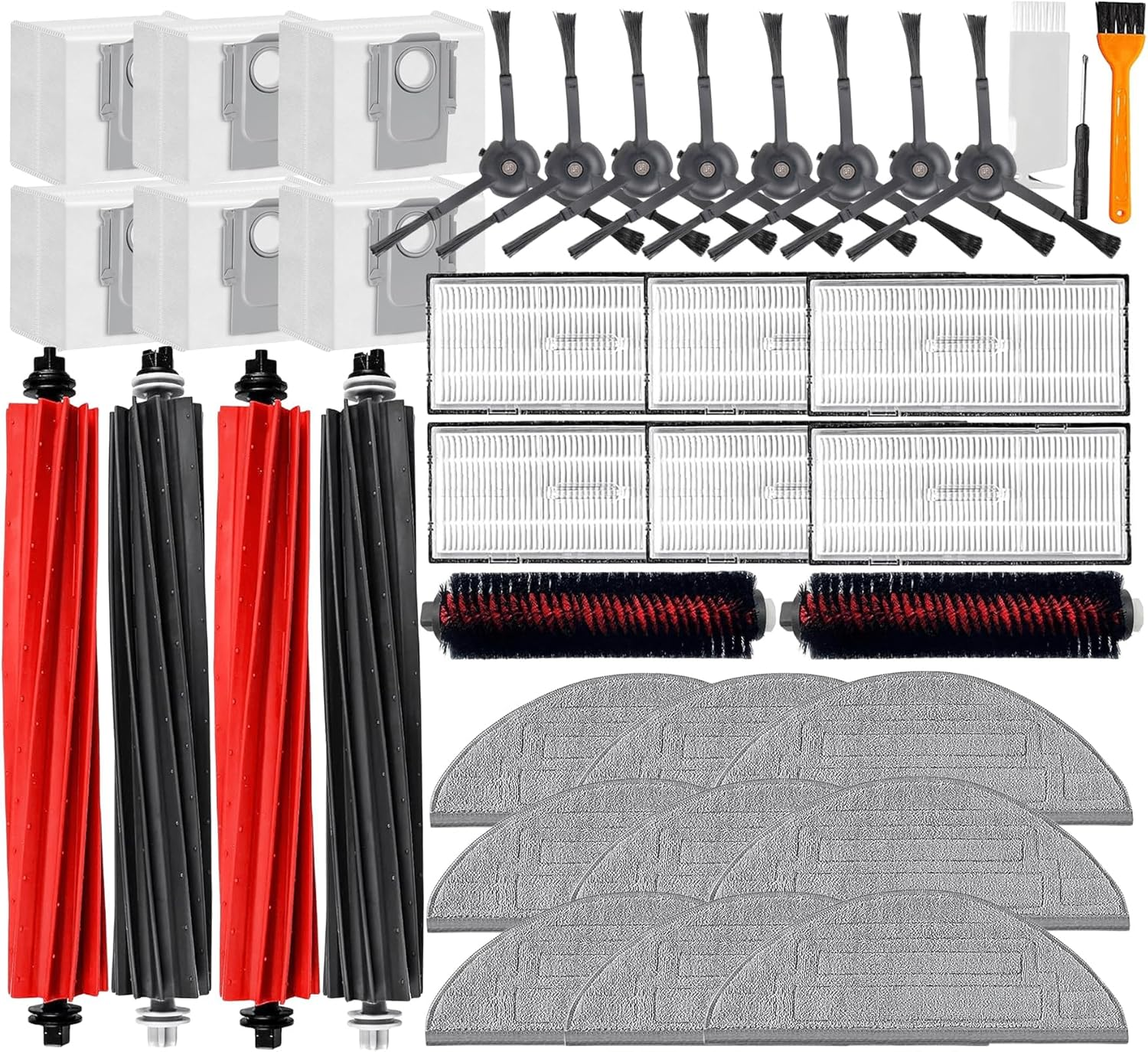 YBVABE S8 Pro Untra Accessories 36 Pack Kit for Roborock S8 Pro Ultra /S8 Docking (Not for S8 Maxv Ultra) 4 Roller Main Brush, 2Self-Cleaning Brush, 6 Filter, 6 Side Brush, 9 Mop Cloth, 6 Dust Bags