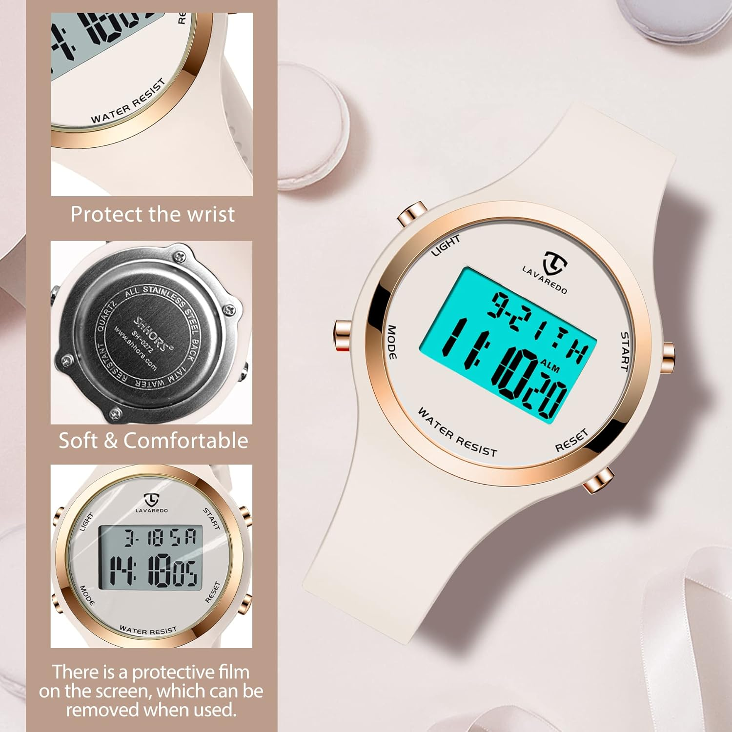 Watches for Women, Digital Watche Waterproof Outdoor Sport Women'S Watches, Stopwatch Wrist Watch Ladies Watches with Alarm Clock/Stopwatch/Chronograph, Gifts for Women/Girls image number 4