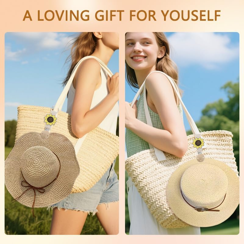 Xiyantiji Hat Holder Bag Clips for Travel Beach Bags Backpacks Luggages Sunflower Hat Clip for Women Girls Trip Gift Hanging Sunhat Car Keys Holders Accessories Yellow image number 6