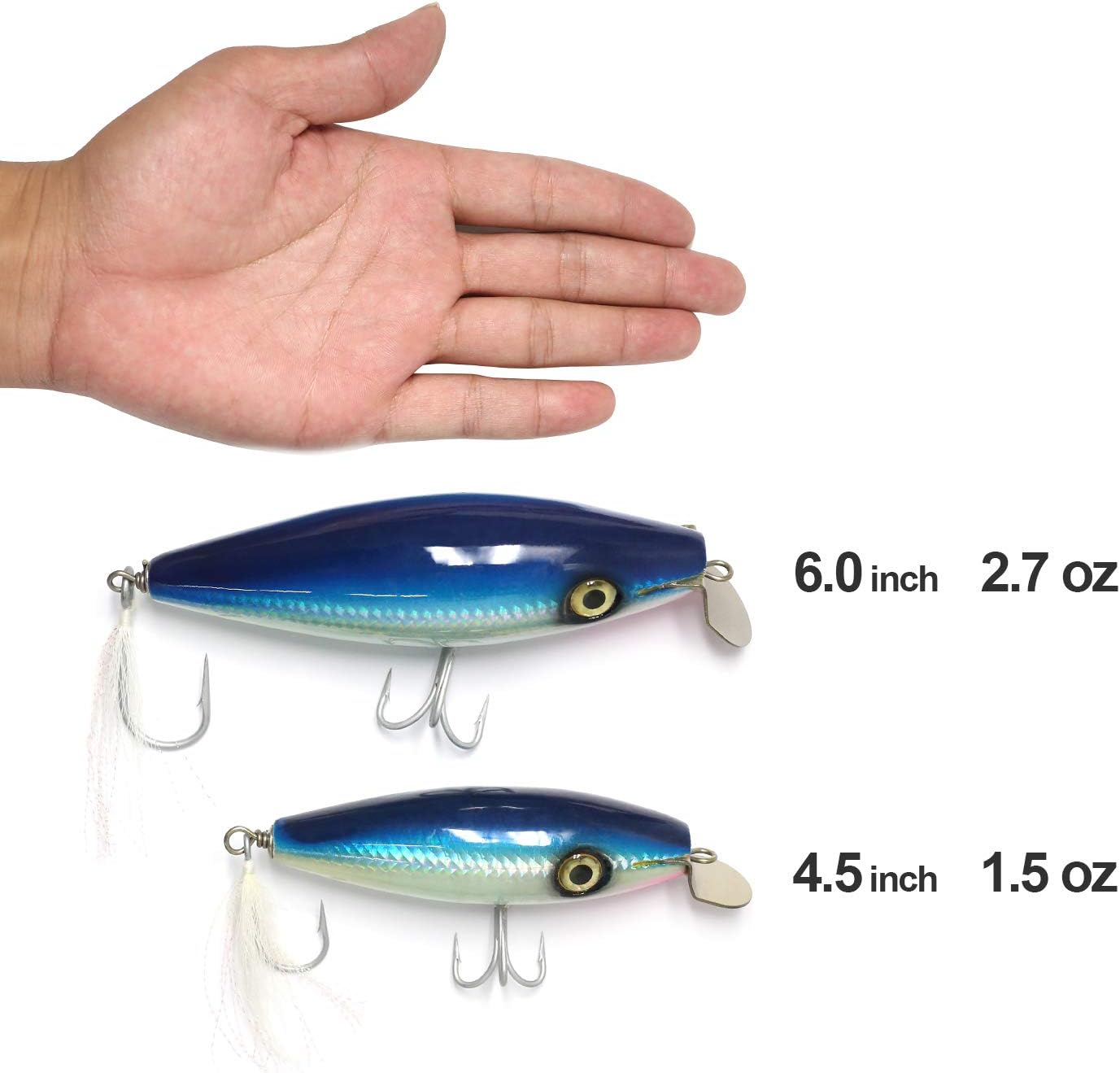 YZD Saltwater Trolling Fishing Lure Minnow Hard Bait 4.5'' Big Game Floating Topwater Crankbait Lure for Kingfish Tuna Mackerel Marlin GT Ulua Bait - Brown image number 5