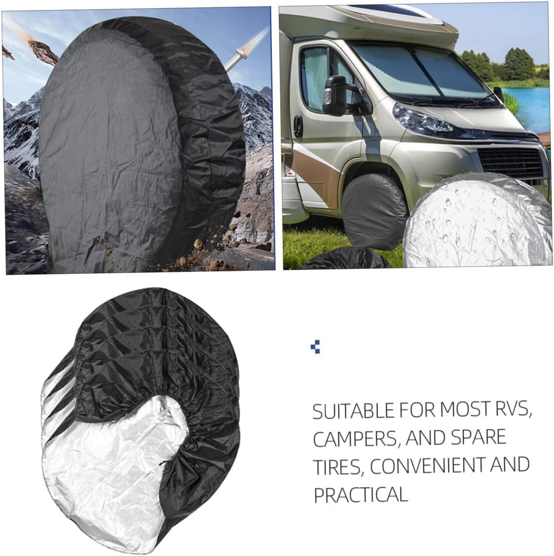 MAGICLULU 4Pcs Universal Rv Spare Tire Covers S Size 27-29In (73Cm Diameter) Waterproof Uv Protection Dustproof Trailer Wheel Covers for Travel Trailers and Campers image number 5