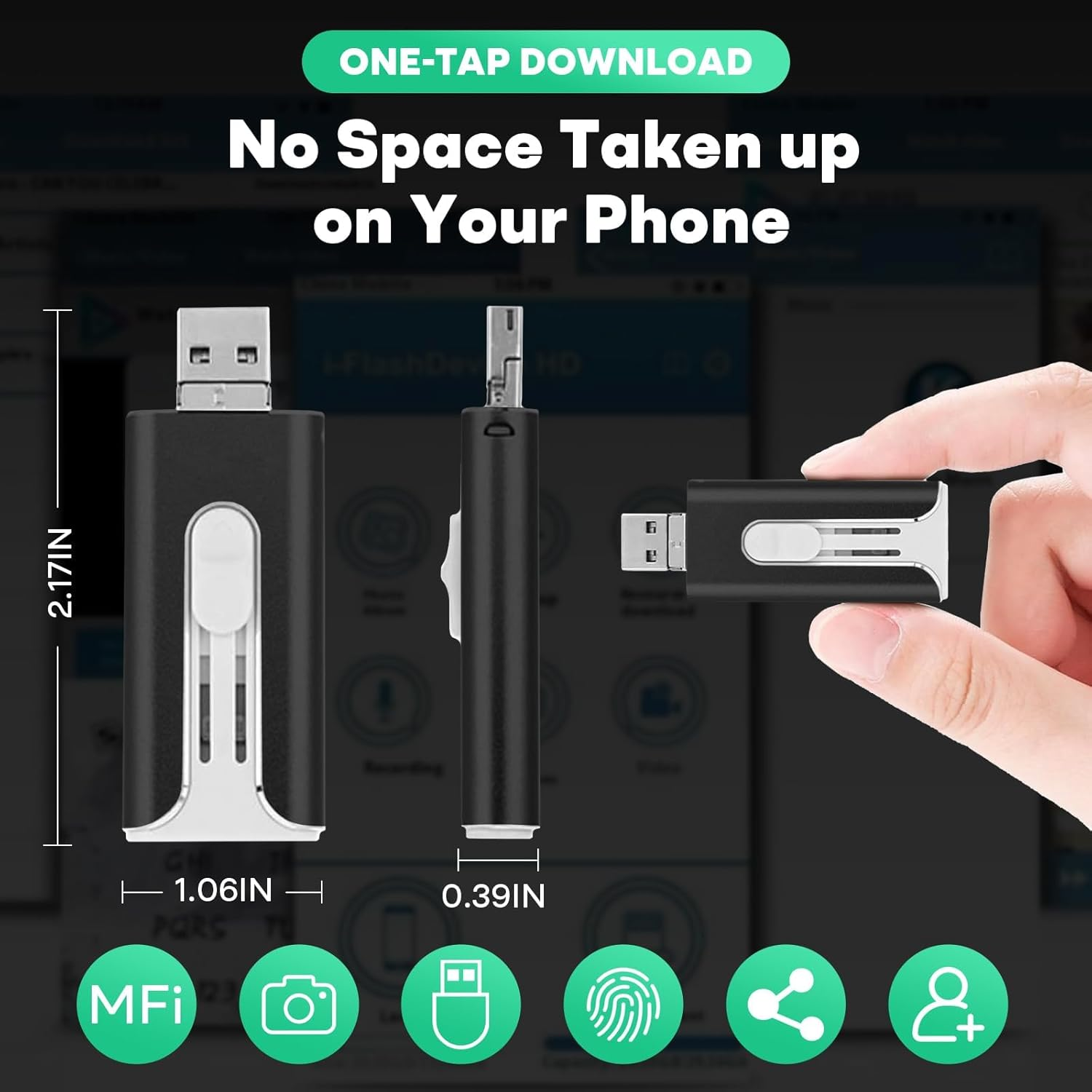 USB Drive 4-In-1 High-Speed USB 3.0 Flash Drive 1TB, Phone Photo Stick for Photo Transfer & Data Storage, Compatible with Iphone, Ipad, PC and More Devices