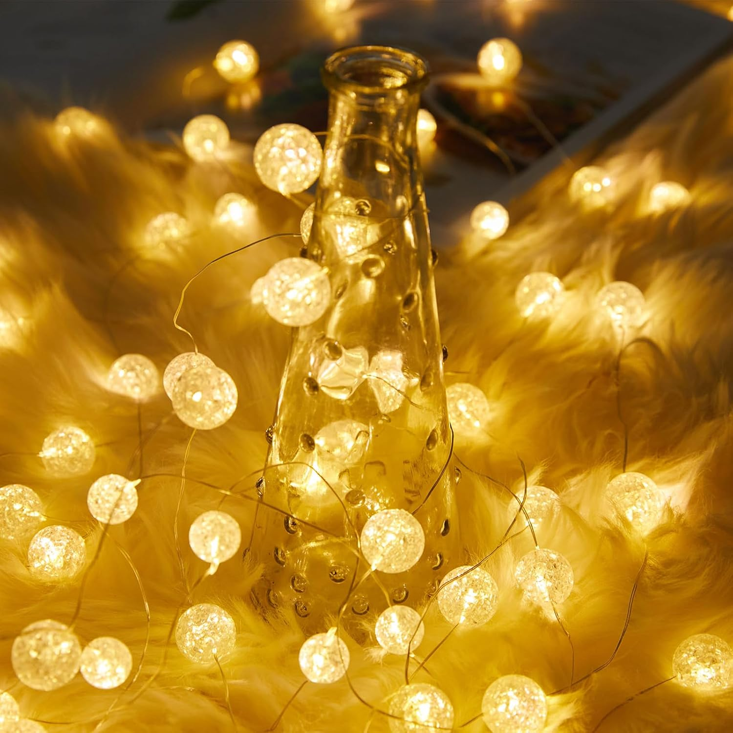 KOBOKO Fairy Lights Crystal Balls with 2 Modes, 3 M, 30 LED Crystal Crackle Balls, Fairy Lights, Battery Operated, Indoor Fairy Lights for Wedding, Christmas, Birthday, Bedroom, Garden, Balcony