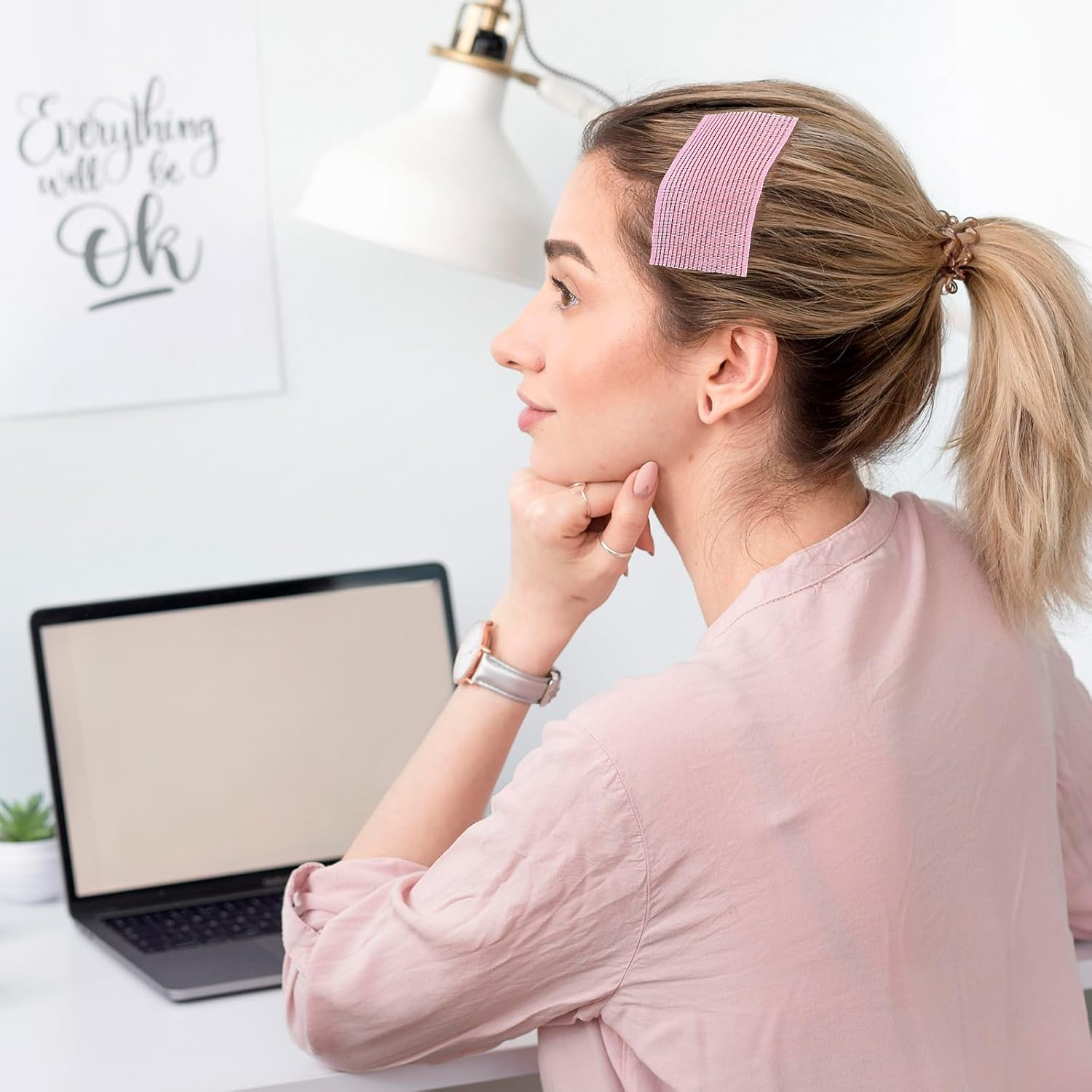 30 PCS Hair Pad Packing, Colorful Magic Bangs Hair Sticker Pad Women Square Hair Fringe Fixed Styling Clip for Salon and Barber image number 5