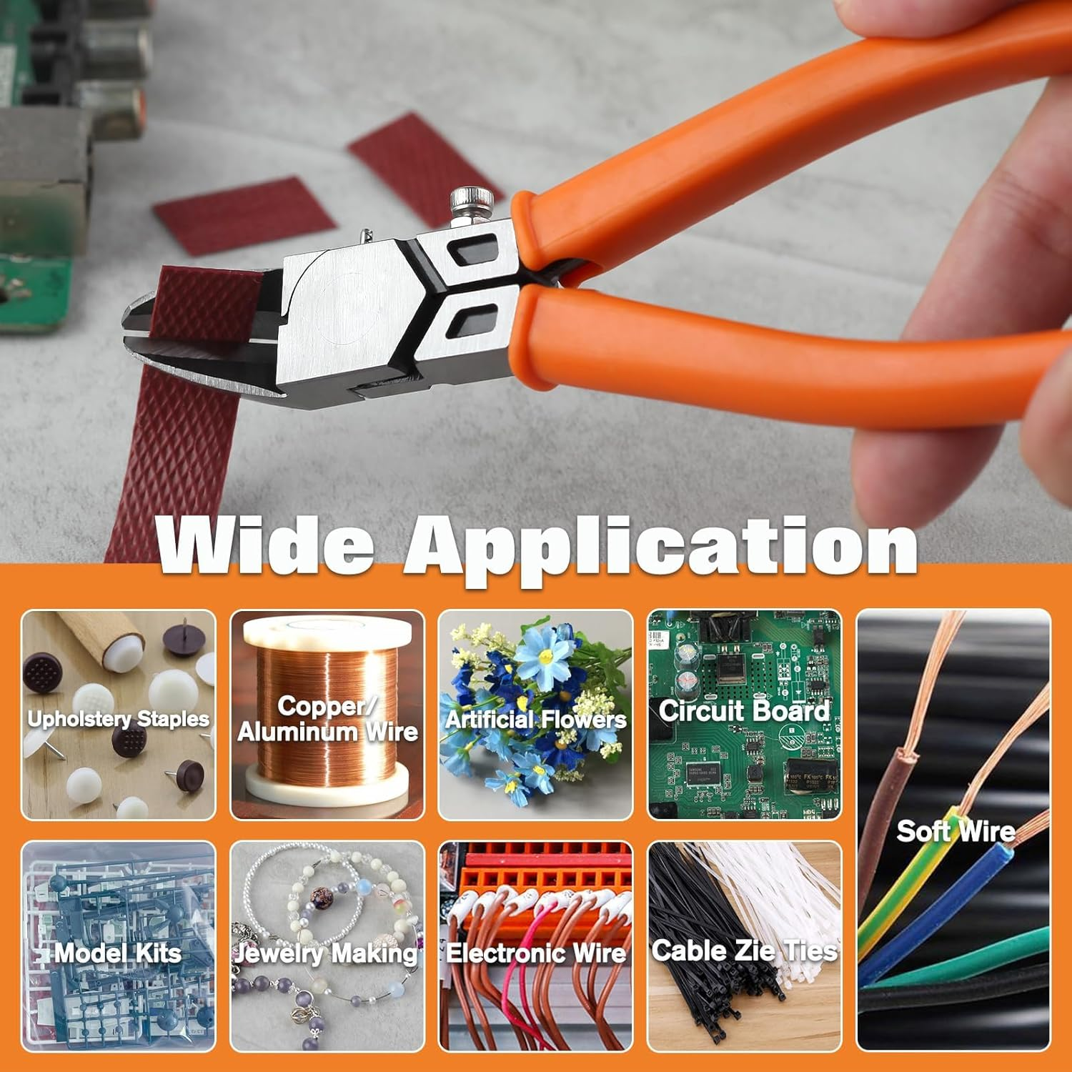 SPEEDWOX Wire Cutter 38 Angled Flush Cutters for Electronic Components Ultra Sharp Side Cutters Wire Scissors for Jewellery Making Cutting Soft Wires, Electronics Zip Tes image number 4