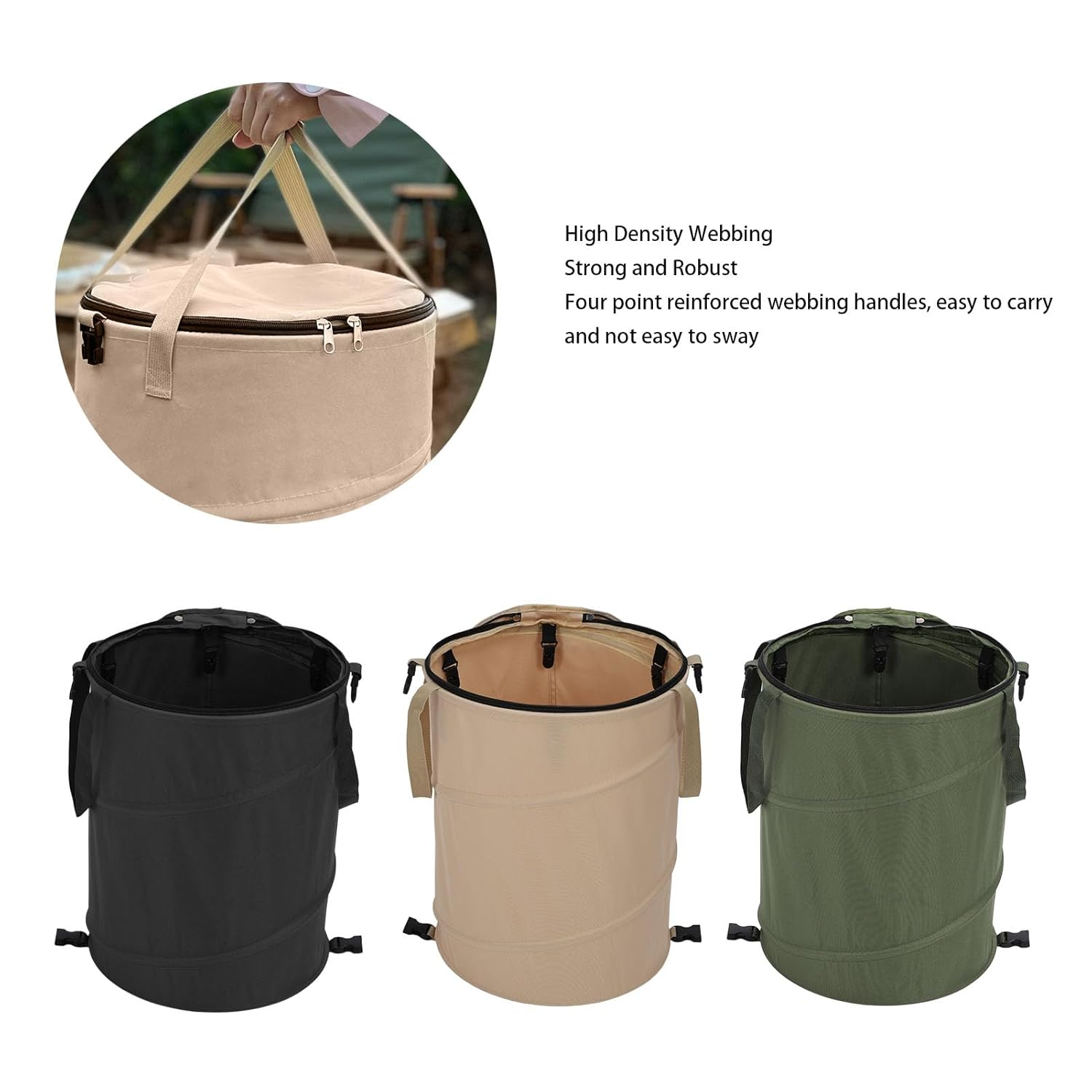 Collapsible Trash Can, Pop up Outdoor Garbage Can 600D Oxford Cloth Camping Trash Can Utility Container with Lid, Reusable Outdoor Trash Garden Yard Trash Bag for Camping, image number 5