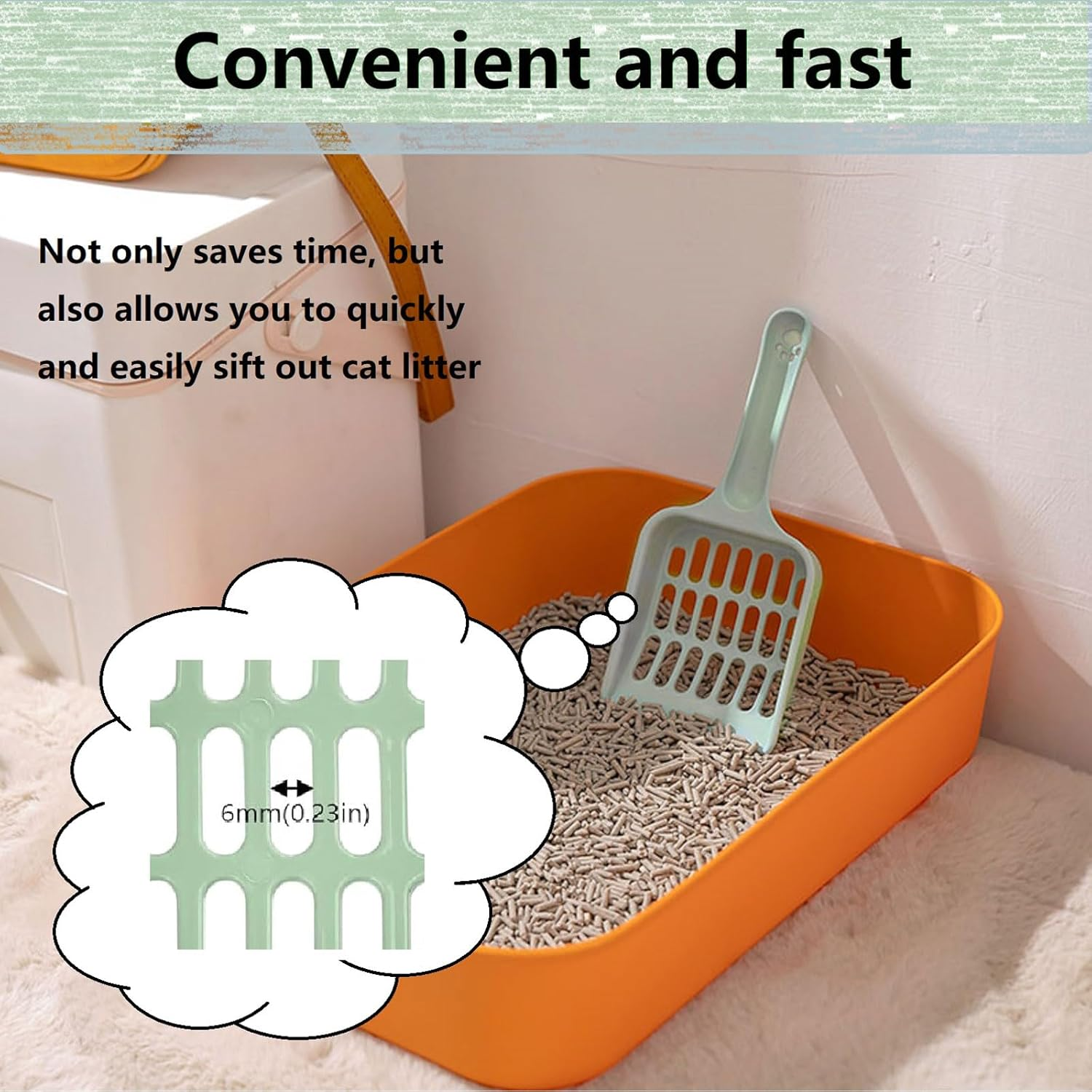 Cat Litter Scoop, Cat Litter Scoop Broom Set, Plastic Cat Litter Scooper, Litter Scoop, with 1 Cat Litter Scoop, 1 Broom and 1 Dustpan, Scoop for Cleaning Cat Litter image number 3