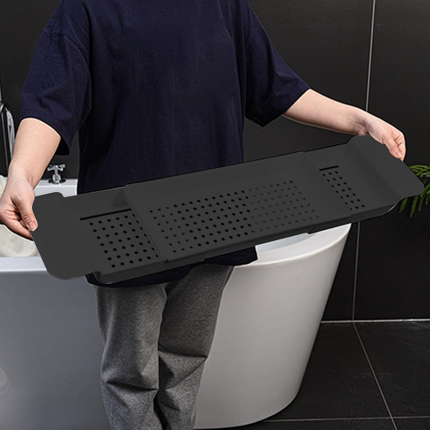 Bath Tray Bathtub - Retractable Bathtub Caddy Tray with Telescoping Sides | Adjustable Organizer Bathtub Table Caddy for 1 or 2 Person Bathroom Storage Tray for Relaxation, Bed and Home Spa image number 2