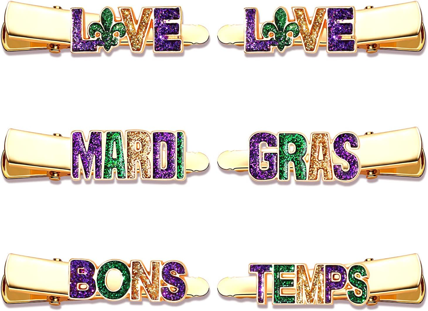 CEALXHENY Mardi Gras Hair Clips for Women (6PCS SET 2) image number 3