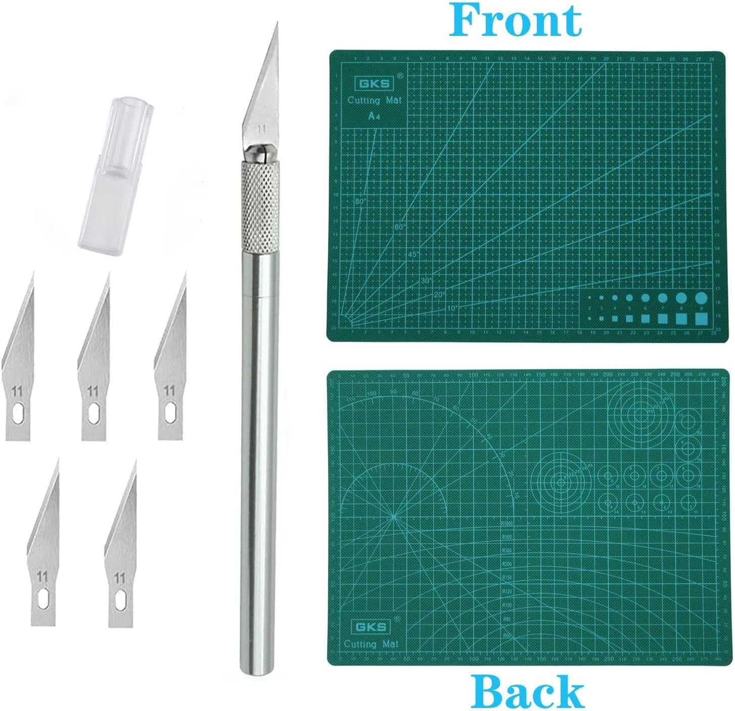 YUENTOEN Self Healing Sewing Mat, Rotary Cutting Mat Double Sided Craft Cutting Board, Craft Knife Carving Kit with Carving Blades and Steel Ruler for DIY Scrapbooking and Art Projects (A4) image number 2