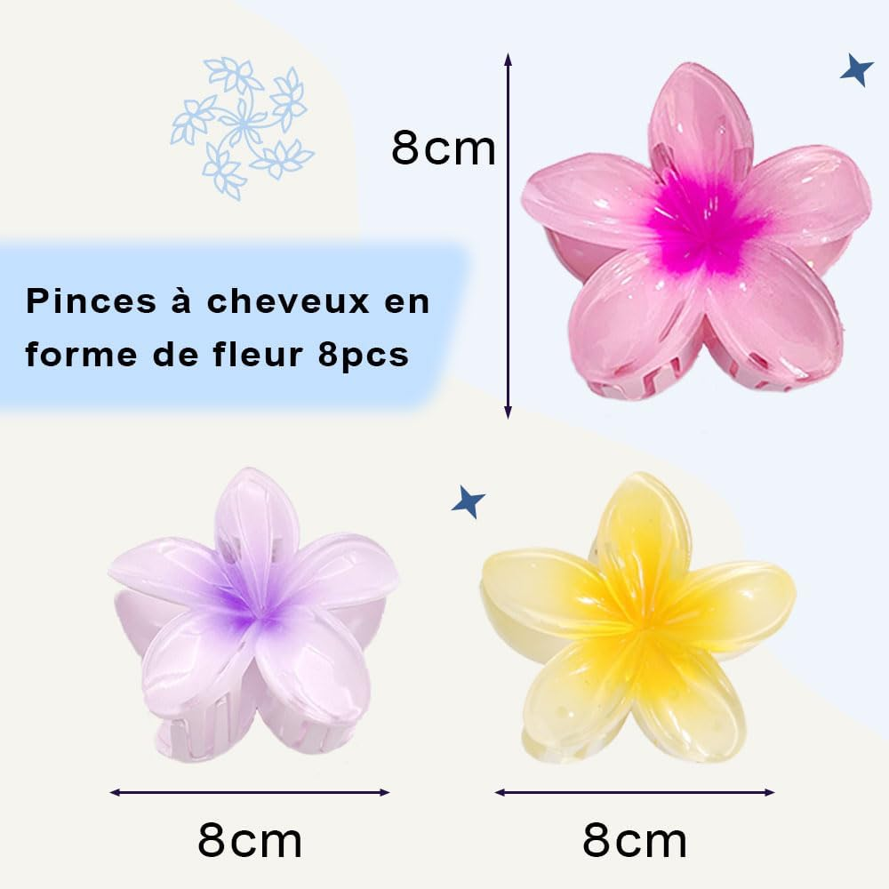 Voarge Pack of 8 Flower Hair Clips, Cute Acrylic Hair Clips for Women Hair, Large Hair Clip for Thick Hair, Strong Hold, Non-Slip Hair Clip for Fixing Hair image number 5