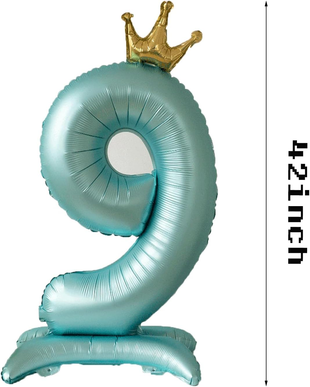 Standing Number 9 Balloon with Crown, 42 Inch Jumbo Mylar Foil Balloons Helium or Air Balloons for 9Nd 19 29 Birthday Party Celebration Decoration Blue Number 9 image number 2