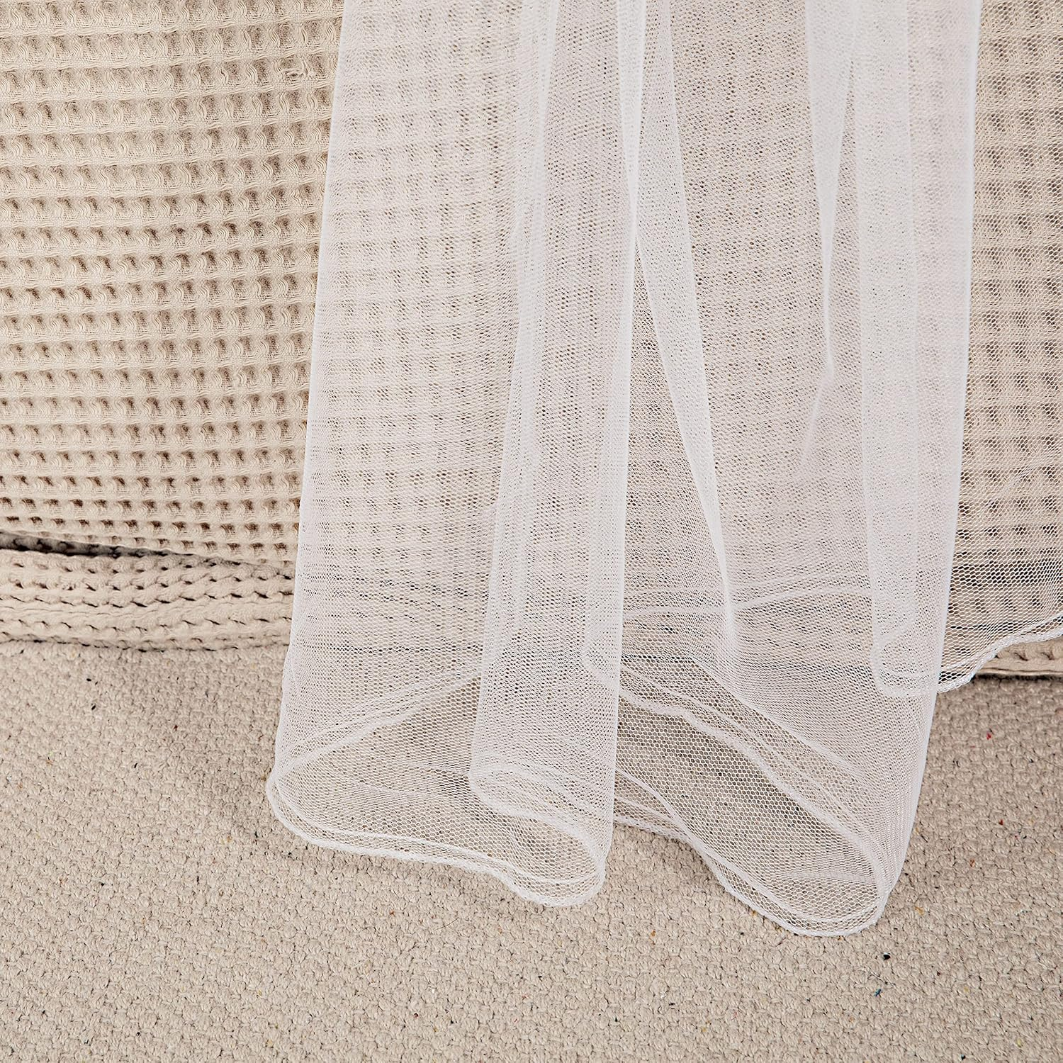 Mosquito Net for Double Bed, White, 6 Hanging Loops and 4 Side Openings, Decorative Rectangular Shape for Home & Travel, Canopy Hanging Set and Carry Bag Included, 210 X 200 X 200 Cm image number 2