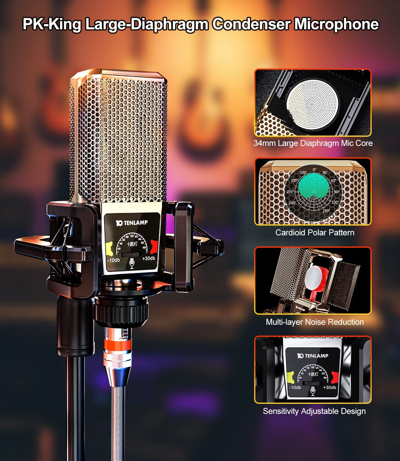 Podcast Equipment Bundle, Tenlamp Studio XLR-3.5 Cardioid Condenser Microphone & G3Pro Portable Audio Interface with Mixer and Sound Card Soundboard Voice Changer DJ Controller, All-In-One Podcast Mic Kit for Phone PC Live Streaming Podcast Recording Gaming Youtube Tik Tok Guitar image number 6