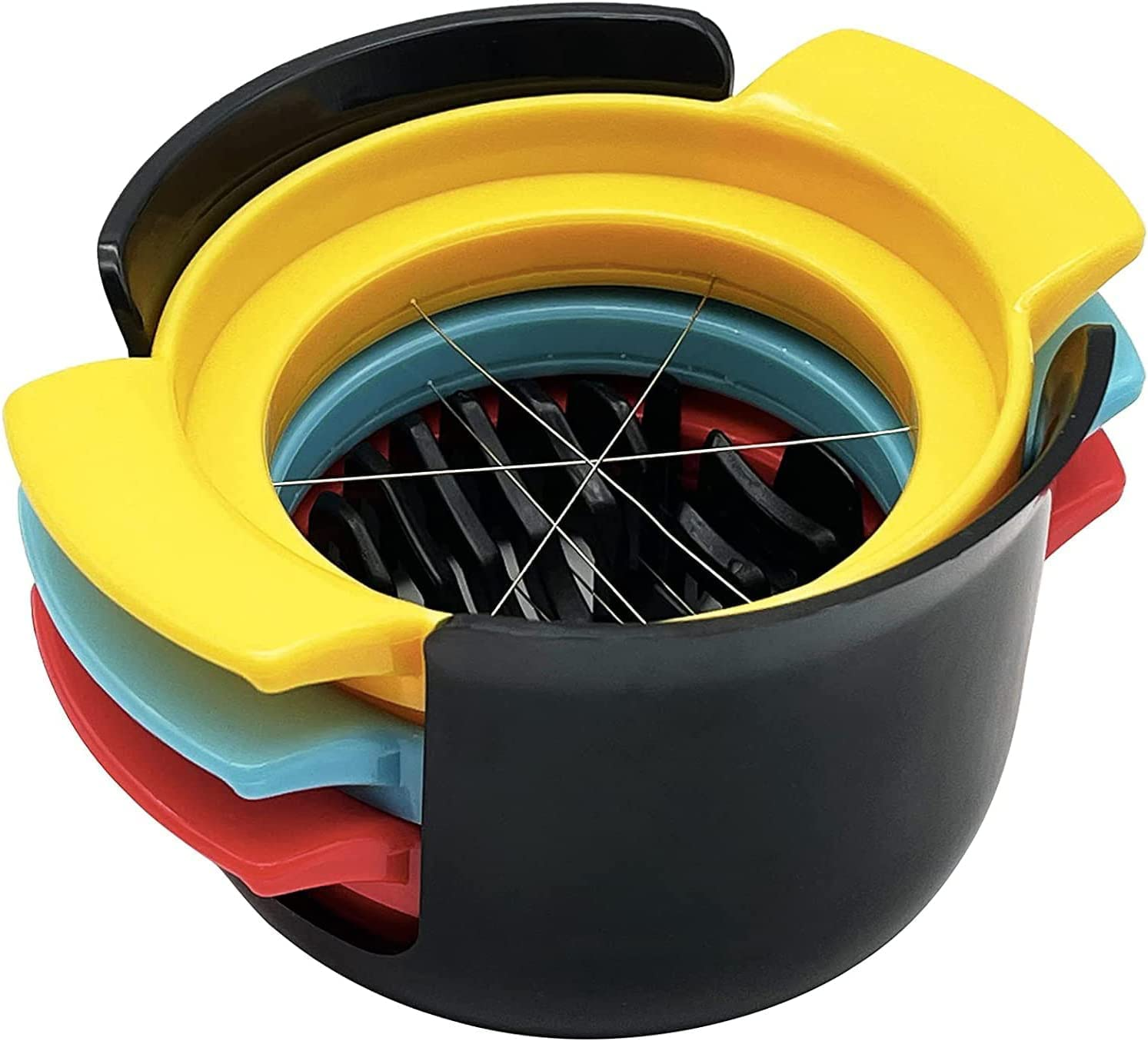 3 in 1 Egg Slicer with Stainless Steel Wires, 3-In-1 Multipurpose Egg and Soft Fruit Slicer, 3 in 1 Egg Slicer and Egg Piercer Combo, Egg Cutter for Multiple Slicing Options