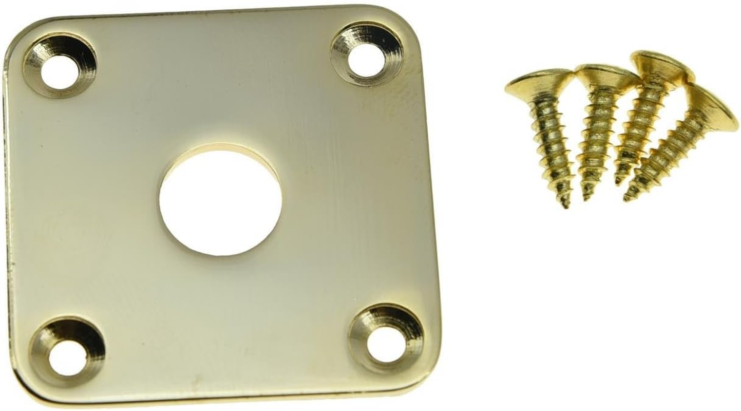 Dopro Chrome Flat Bottom Metal Jack Plate Flat Base Square Jackplate for Gibson LP Les Paul