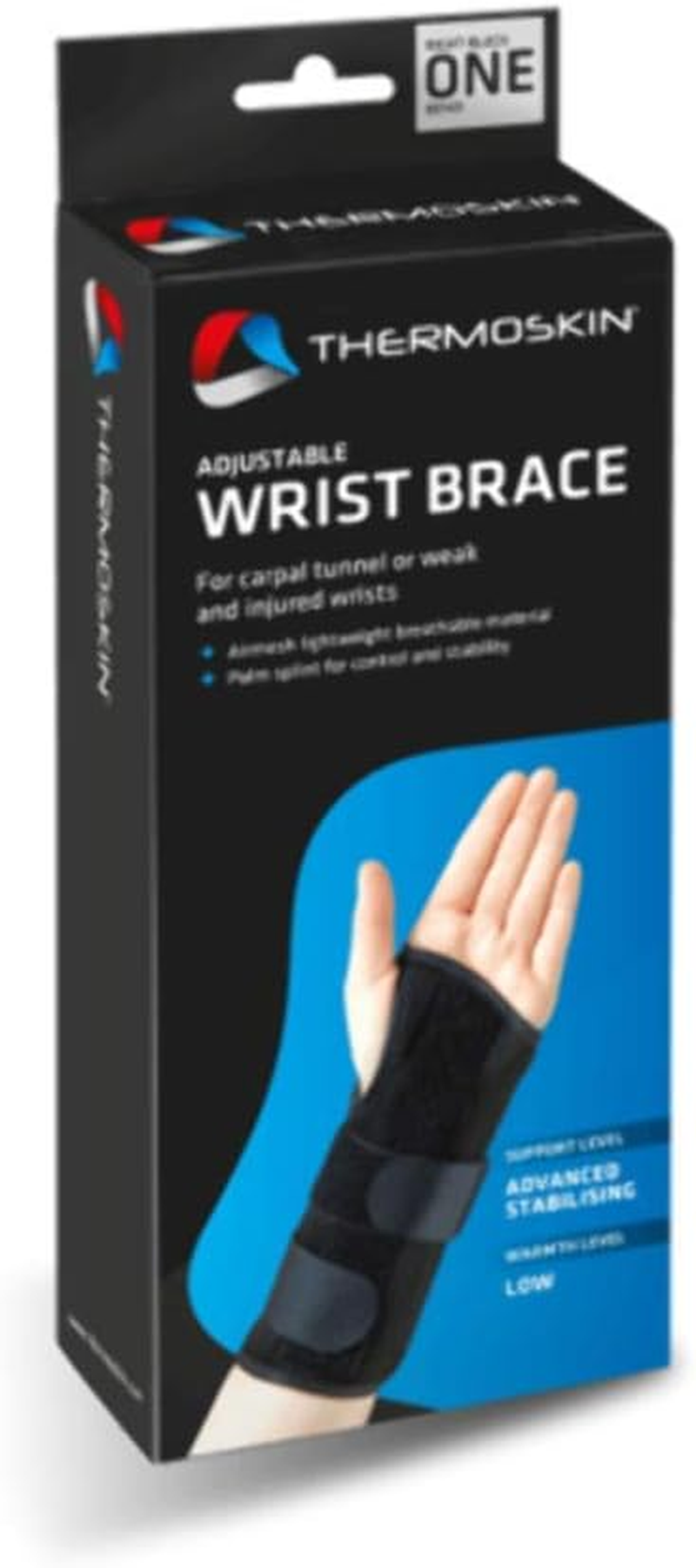 Thermoskin Adjustable Wrist Brace, Black, ONE SIZE, Left