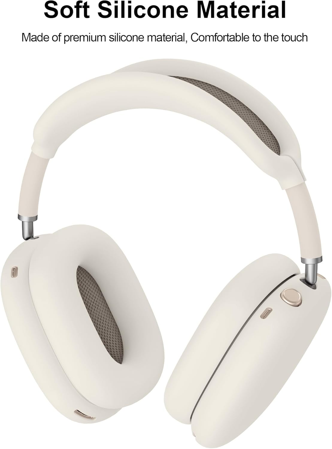 Silicone Cover for Airpods Max Headphones 2024, Soft Silicone & Anti-Scratch Protective Ear Cups Case/Ear Pad Cases/Headband Cover for Apple Airpods Max (Starlight) image number 4