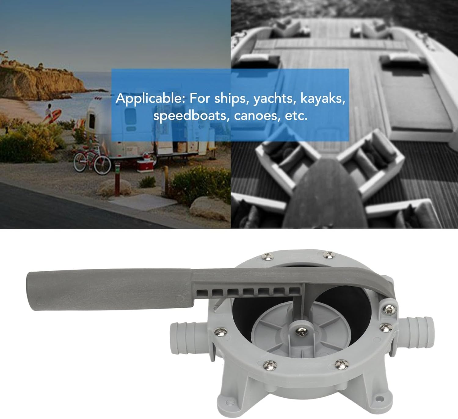 720GPH Diaphragm Manual Bilge Pump with Strong Suction, Manual, Hand, Water Transfer Pump, Lightweight for Boats, Yachts, Kayaks - Self Priming, Durable image number 6