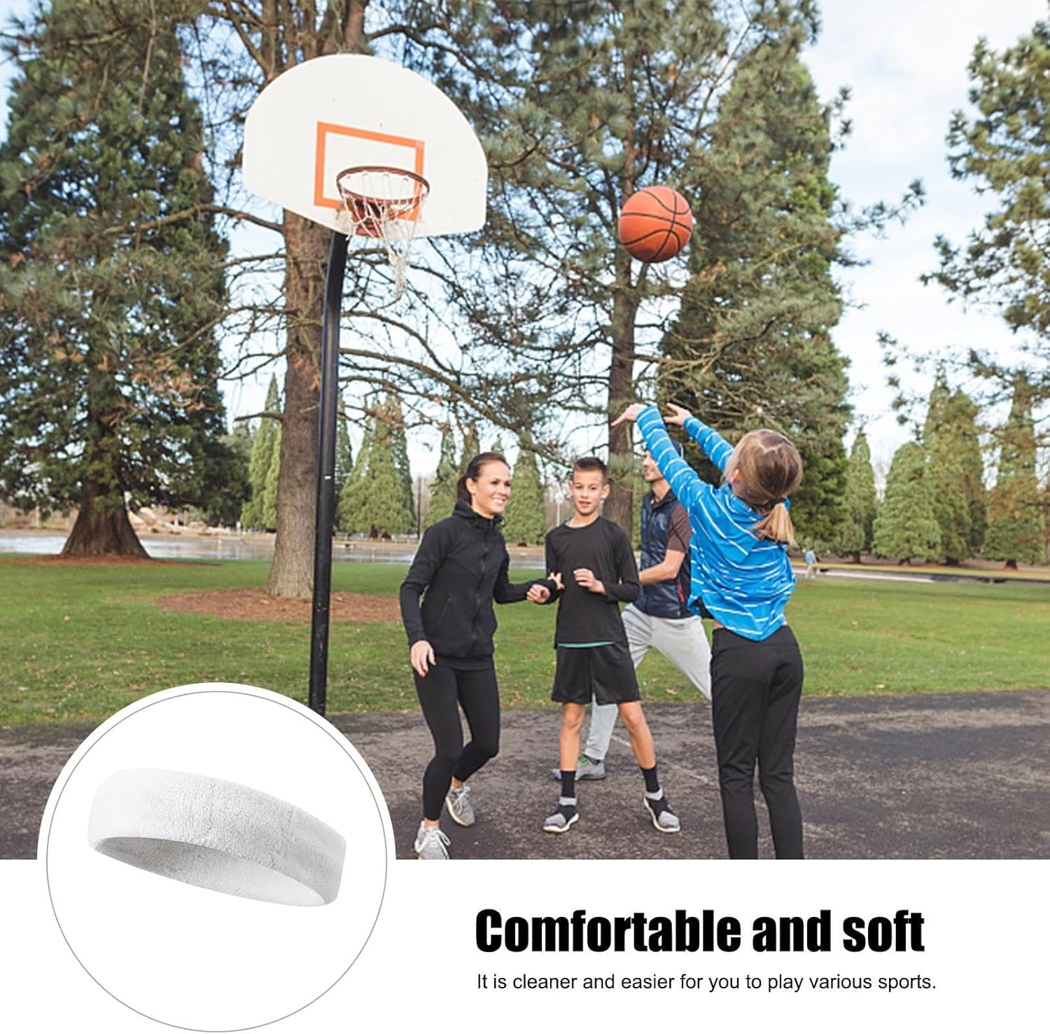 Sports Headband Women Men Sweatbands Head Forehead Terry Cloth Headband Sports Headbands Moisture Wicking Athletic Cotton Terry Sweatband Sweat-Absorbing Headband - Black image number 6