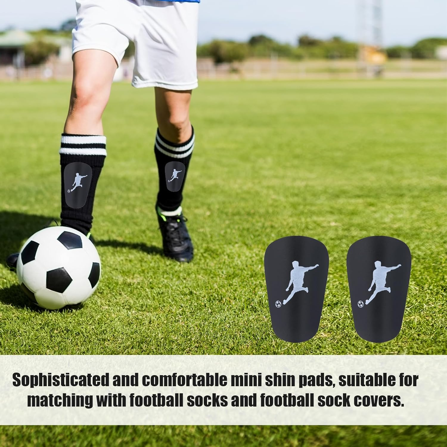 2Pcs Mini Soccer Shin Guards, Extra Small Shin Pads Tiny Shin Guards Miniature Protective Equipment for Adults Kids Youth Men Women Football Players Boys Girls (3.1X1.9In) image number 6