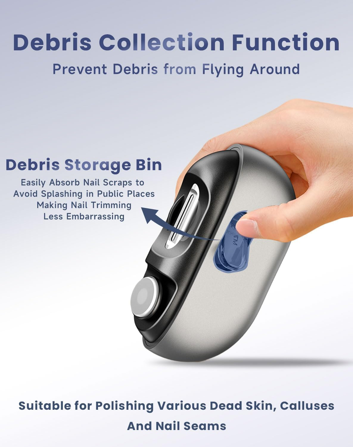 Smart Nail Clipper, 2025 Upgrade Easy Clip Nail Clipper with LED Light, 3 in 1 Electric Nail Clippers for Thick Nails, Low Vision, Arthritis People (Gray) image number 1