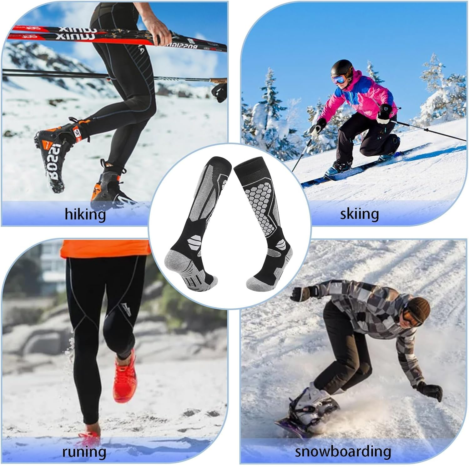 ZANZER Merino Wool Ski Socks - 3 Pairs Thermal Knee High Socks for Snowboarding, Winter Warmth, Cold Weather image number 2