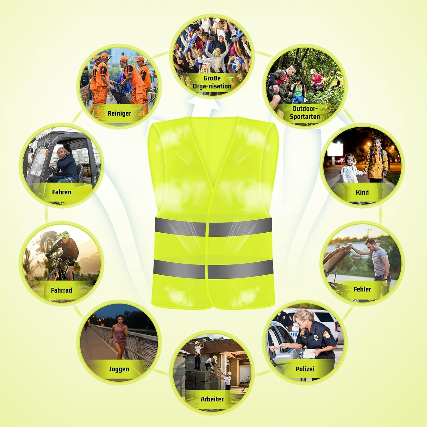 5 Pack Hi Vis,Safety Vests,Standard Size Reflective High Visibility Vests,Unisex Hi Vis Jacket for Traffic Work, Running, Surveyor and Security Guard Construction Vest image number 6