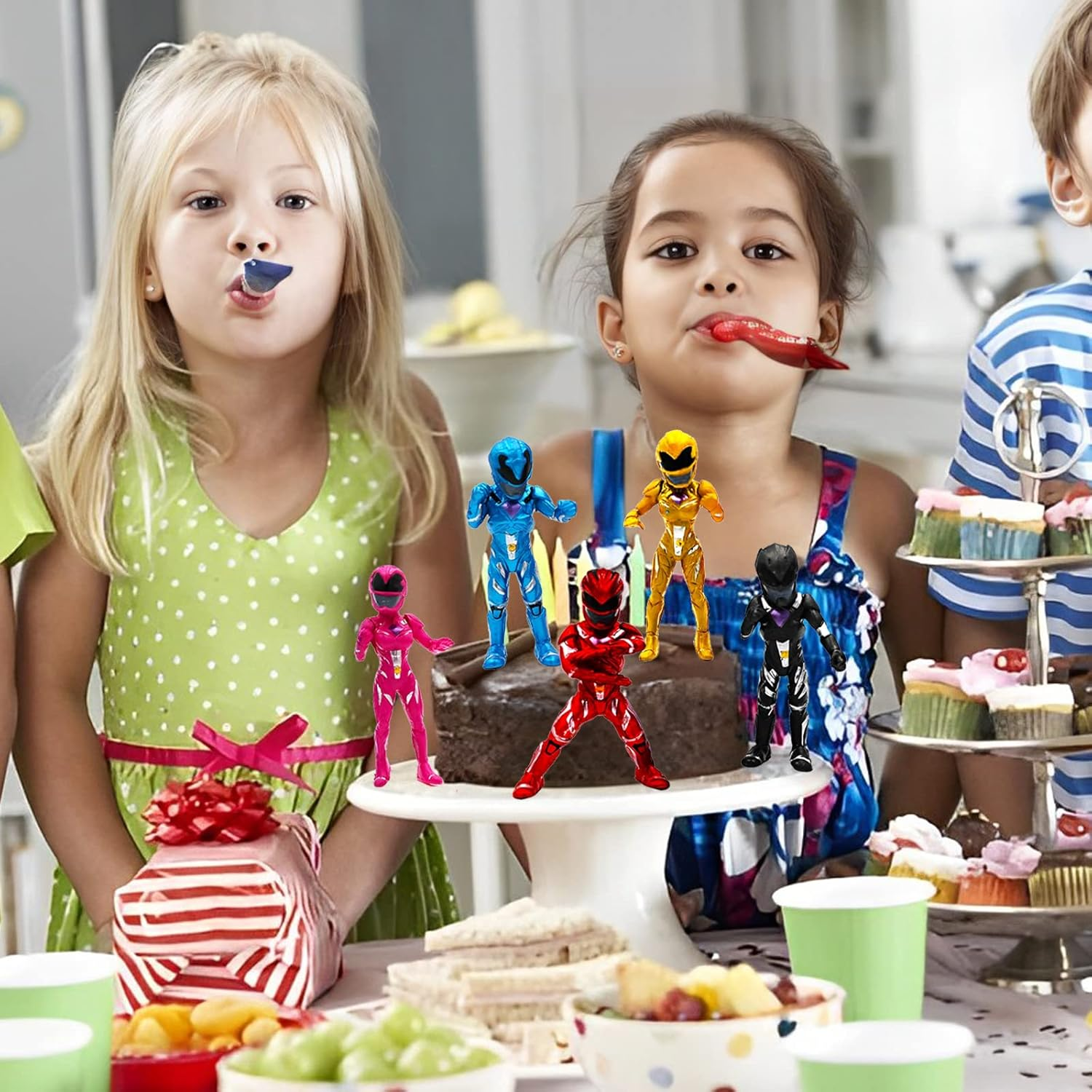 Power Rangers Figures Pack of 5 Power Rangers Cake Toppers Power Rangers Cake Decoration Mini Figures Power Rangers Action Figure Birthday Party Supplies for Children image number 2