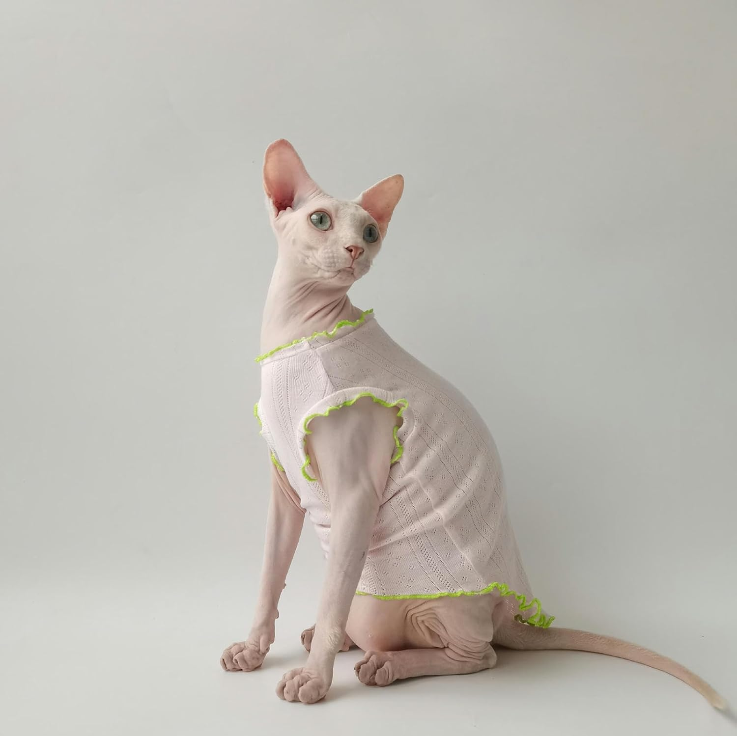 IUOUTG Sphynx Cats Shirt Hairless Cat Clothes Summer Sleeveless Thin Kittens Vest Funny Pullover Cat Pajamas for Sphynx, Cornish Rex, Devon Rex image number 5