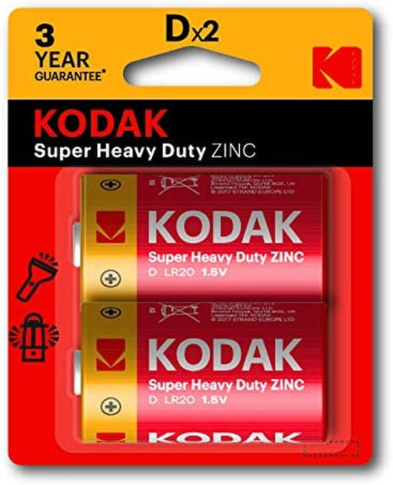 Kodak Super Heavy Duty Size D 2 Pack Zinc Batteries (30069367)