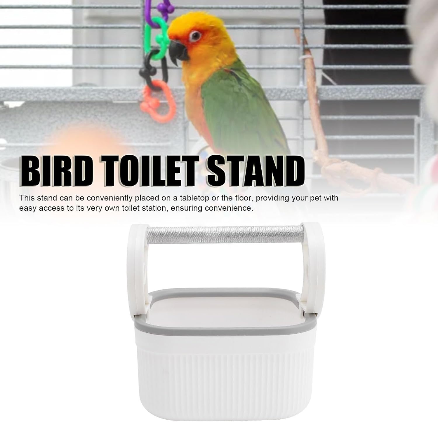 Tnfeeon Bird Toilet Stand Bird Potty Stand Loo with Removable Bucket for Small Medium Parakeets Cockatiels Aluminum Alloy Pole Easy Training Tool Modern Stylish Design image number 4