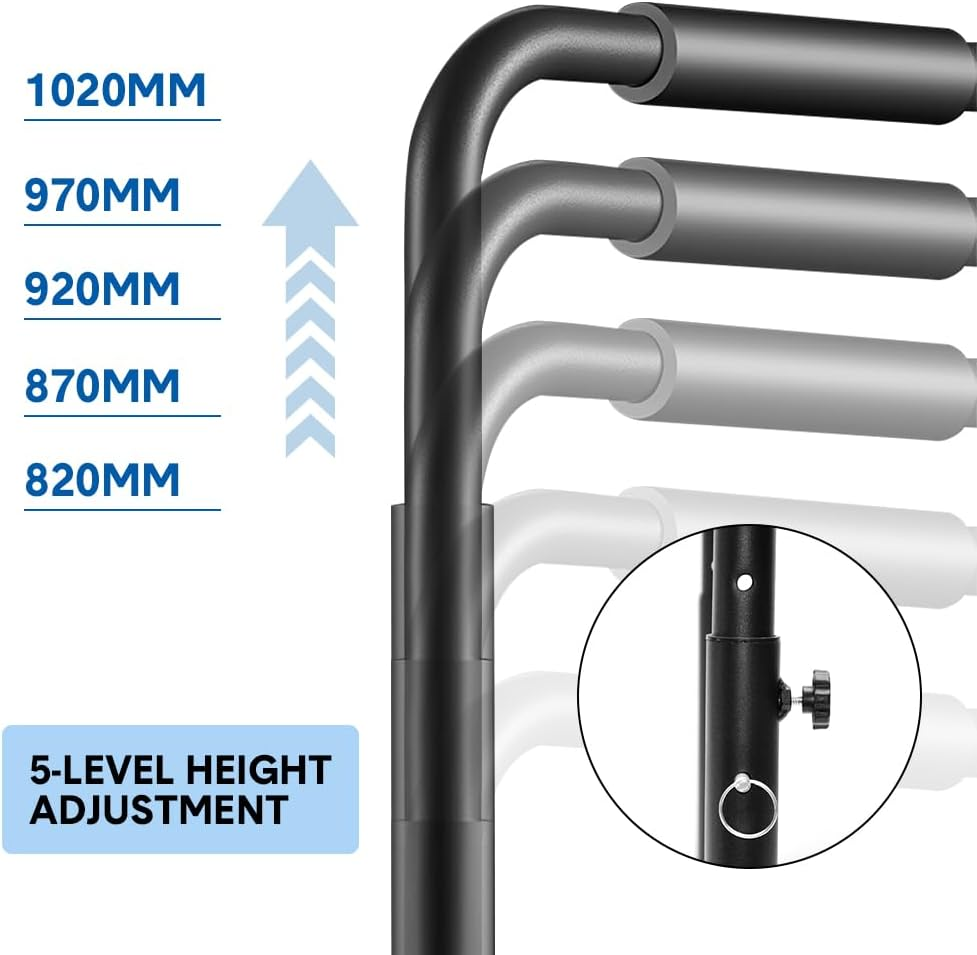 ALSTON Set of 2 Dip Bars Functional Fitness Dip Stands Station Height Adjustable Parallettes Portable Calisthenics Bars Sports Equipment for Home Gym Strength Training image number 6