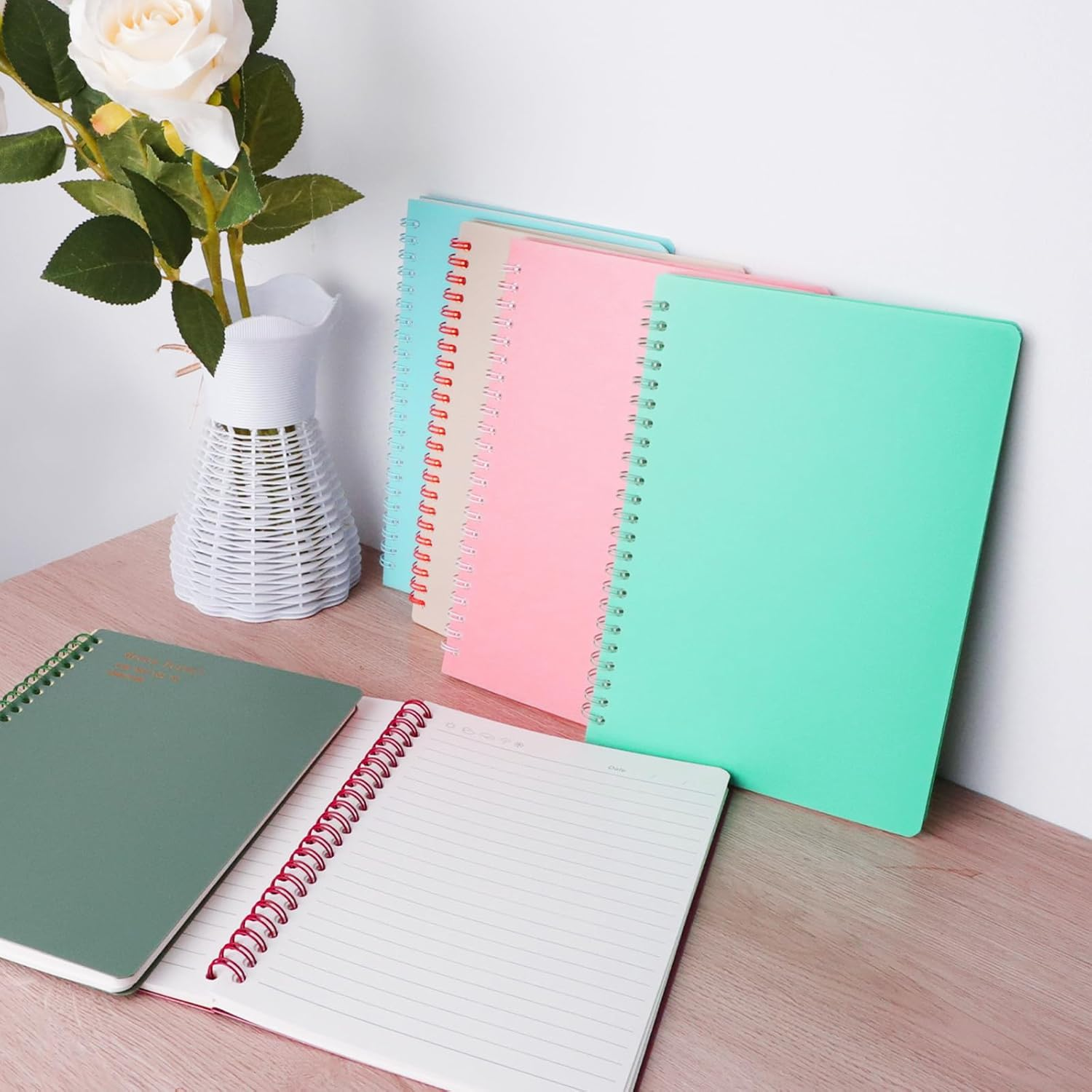 6Pcs A5 Spiral Notebooks, FHDUSRYO Colorful Plastic Cover Notebooks, 6 Color 8Mm Ruled 80 Sheets 160 Pages Journals for Study and Note, Planner, Diary (21X15 Cm) image number 2