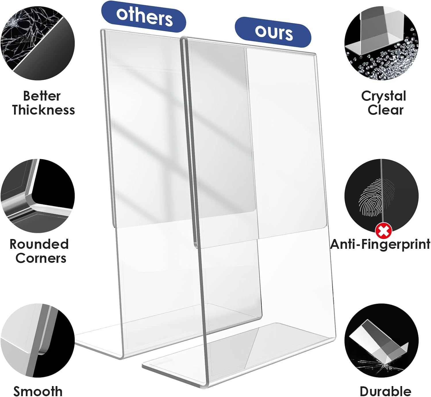 Clear Acrylic Sign Holder - 6Pack 8.5X11'' Flyer Document Brochure Paper Display Holder with Vertical Slant Back for Office Desktop - Plastic Menu Stands for Restaurant Tabletop image number 1