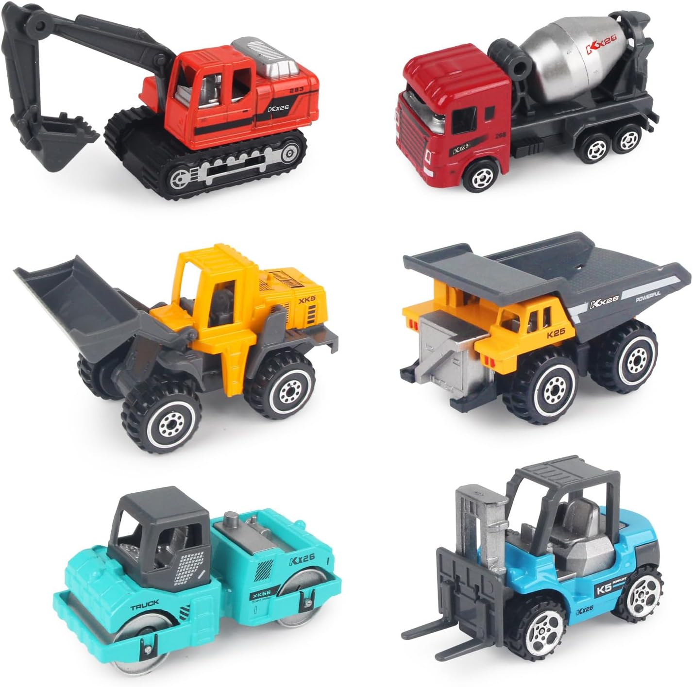 Kids Cars Toys for 3 4 5 Years Old Boys Girls, Construction Truck Toys Mini Vehicles, Excavator Bulldozer Dump Road Roller Sand Toys, Toddlers Educational Birthday Gift Party Favors (6Pack) image number 5