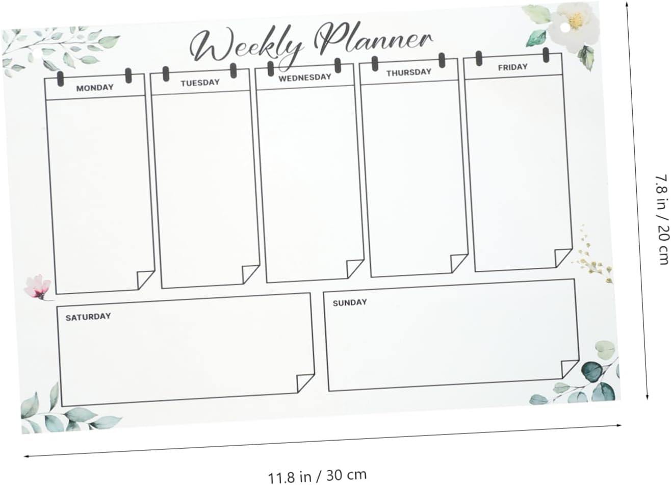 NUOBESTY Erasable Week Planner Wall Hanging Acrylic Memo Board Undated Planner White Hanging Cord 80Cm