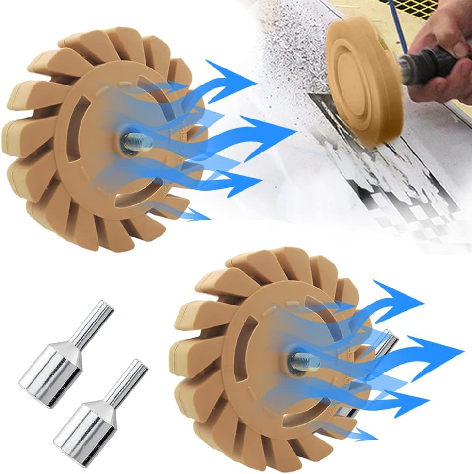 Tucana Rubber Eraser Wheel, Decal and Adhesive Remover Tool, Remove Pinstripes, Stripes, Stickers, Tape and Graphics on Car, Rvs, Boat and Trucks 4-Inches Diameter, 1 Inch Thick with Drill Adapter