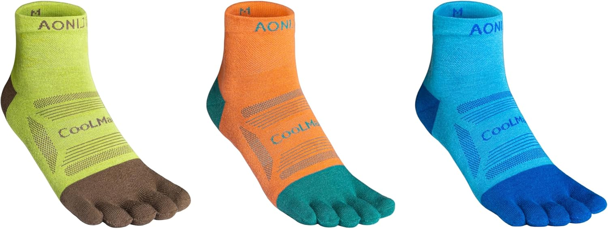 3 Pairs Five Finger Toe Socks Running Anti-Blister Sweat Wicking Quick-Dry Breathable Sport Socks Crew Socks