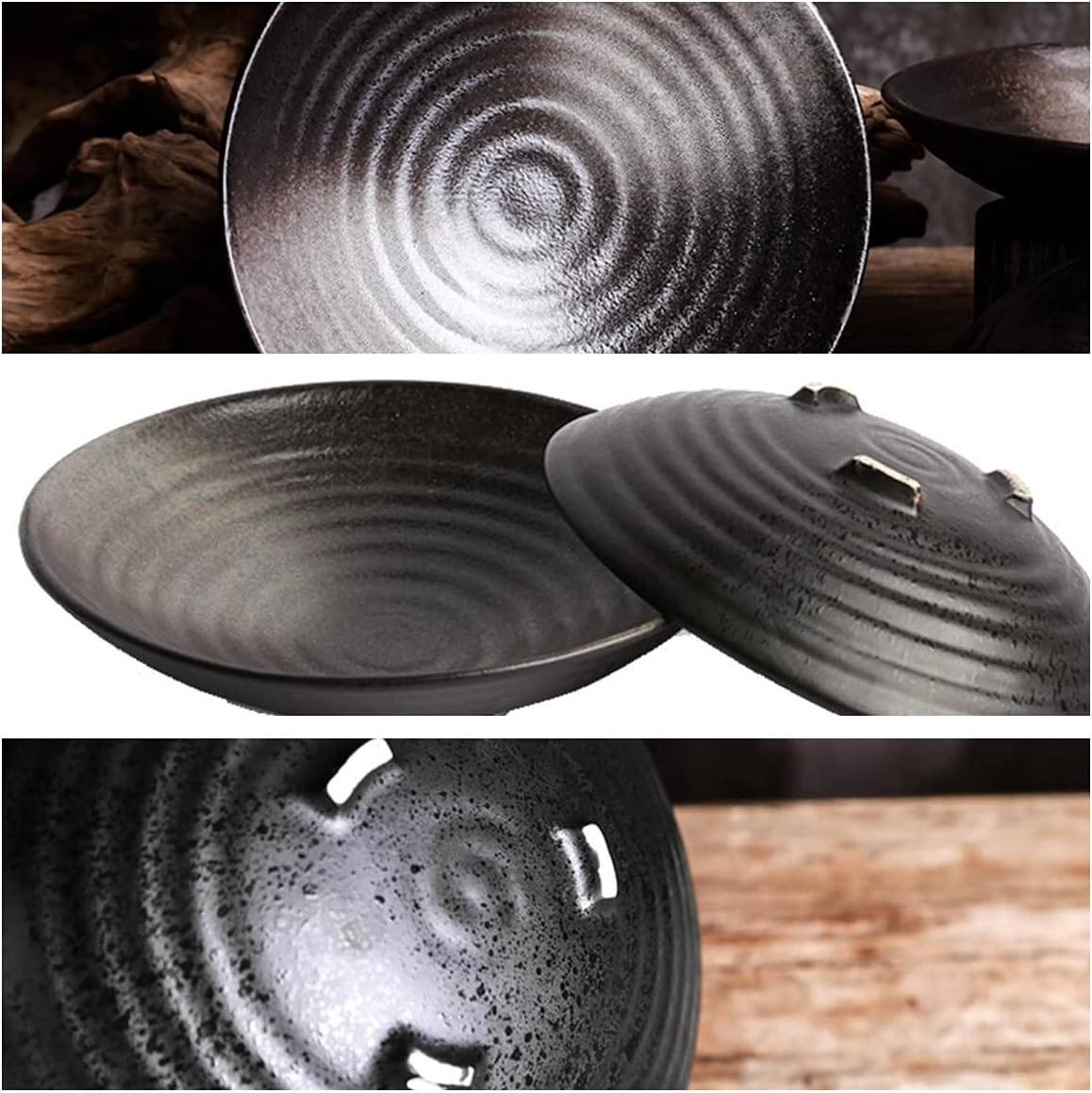 Japanese Ikebana Kit Floral Frog Flower Container with Kenzan Needle Straightening Tool - 1.57Inch Black Flower Frog, 6.7Inch Bowl Vase