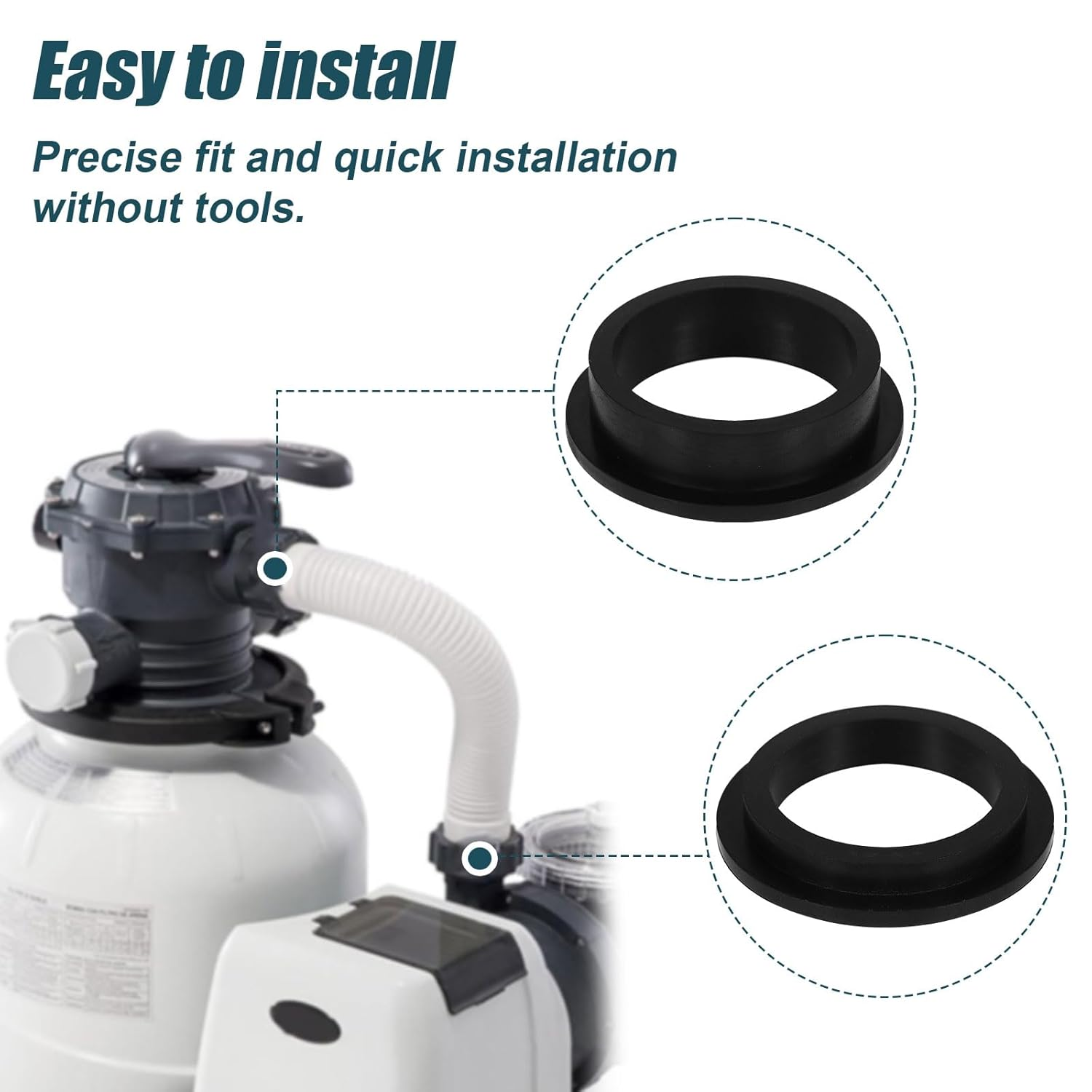 5Pcs 11228 and 2Pcs 11412 Pool Pump Seal Gaskets, Black Rubber Pool L-Shape O-Ring Gaskets Compatible with Intex Sand Filter Pump Motors