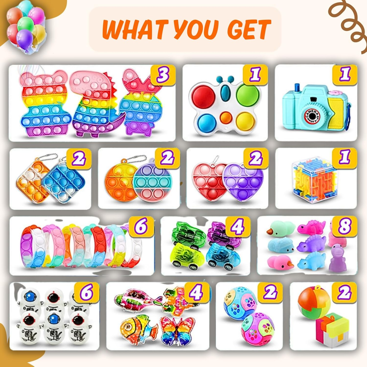 206Pcs Party Favours for Kids - Birthday Goodie Bag Fillers, Lolly Bag Fillers, Bulk Toys for Treasure Box, Pinata & Classroom Prize, Small Fidget Toys, Toys for Students Rewards, Carnival Prizes image number 6