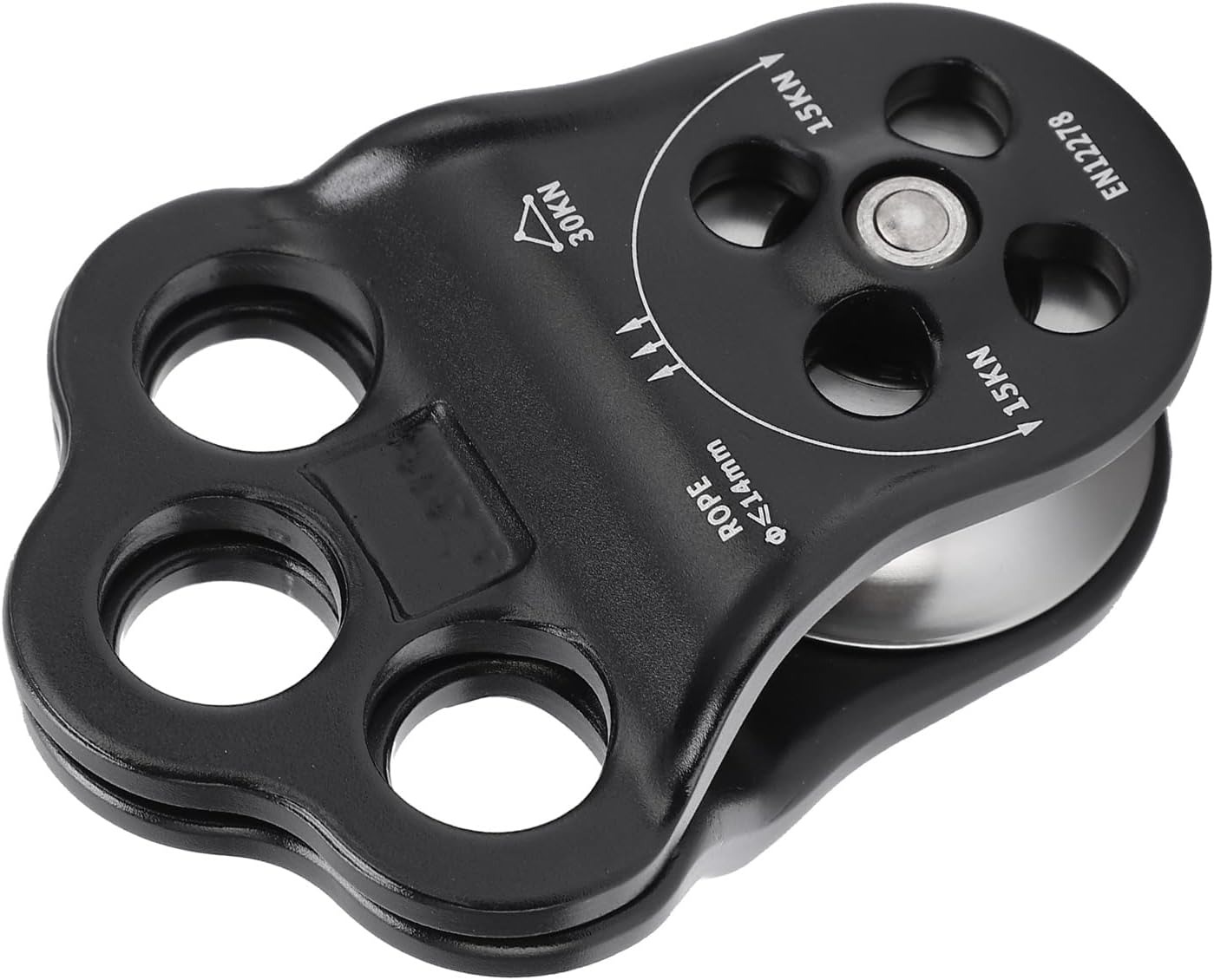 30KN Climber Pulley with Anodized Coloring for Arborist Tree Climbing, Rigging, Hauling & Mountaineering, Sturdy Black Pulley for Expansion image number 5