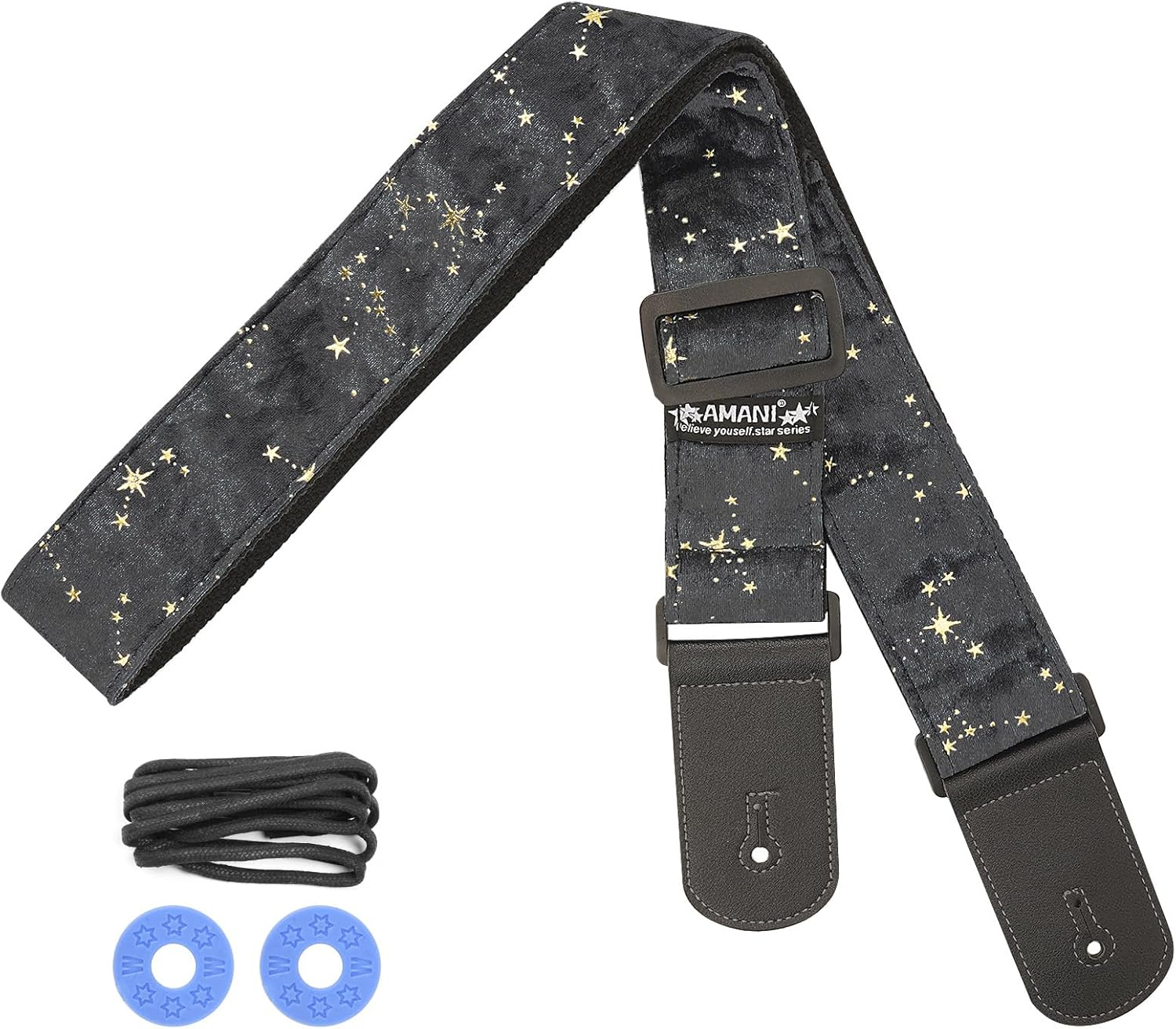 Ukulele Strap Belt, Adjustable Shoulder Strap for Folk, Electric Guitar Bass, Starry Pattern Uke Strap for Mandolin, Banjo, Concert