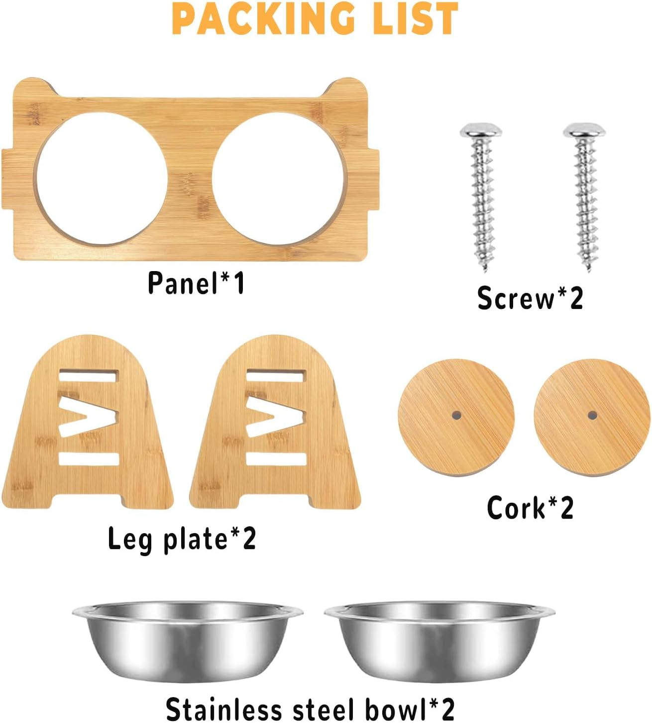 Silverchry Elevated Dog Feeder with Stand, Raised Cat Feeder 2 Stainless Steel Bowls, 4 Adjustable Heights, Bamboo Feeder for Cats, Puppies and Small Dogs image number 3