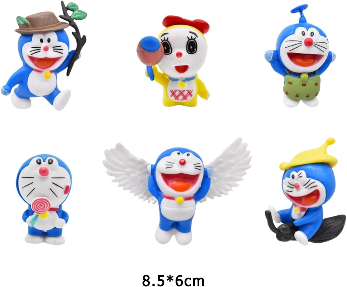 Doraemon Birthday Decoration - 6Pcs Figures, Cake Toppers, Table, Living Room, Car & Room Decor, Blue, Unisex, Age 3+